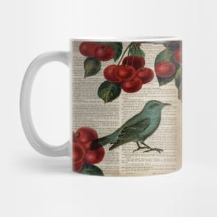 dark academia teal bird botanical cherry Mug